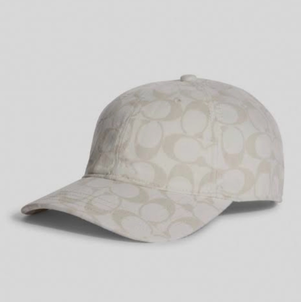Coach Signature "C" Denim BBall Hat, NWT, in Chalk